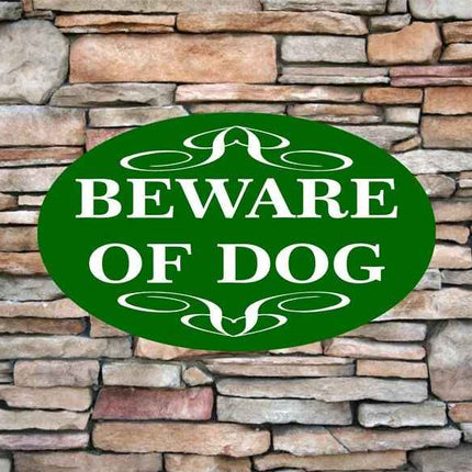 Aluminum sign 12 x 7 | Beware of Dog | Oval Wall sign | Metal Sign With Choice of Colors