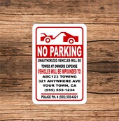 No Parking Vehicles Will Be Impounded Tow Away Zone Metal Sign | Custom Aluminium sign