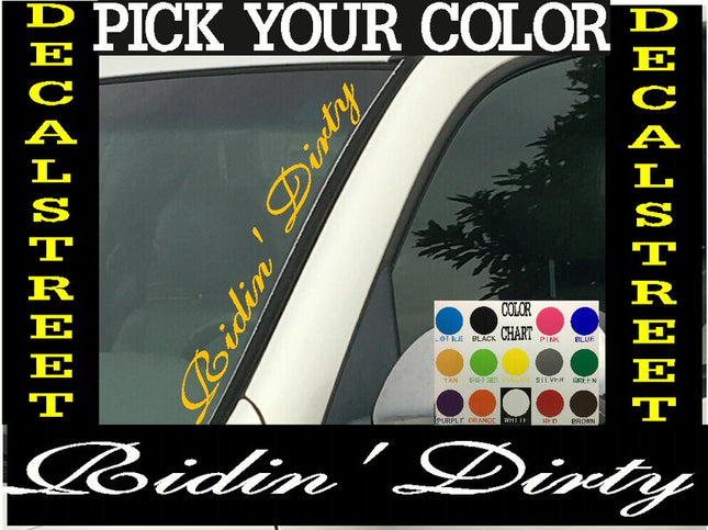 Ridin' Dirty Vertical Windshield | Die Cut Vinyl | Decal Sticker 4" x 22" | Car Truck SUV