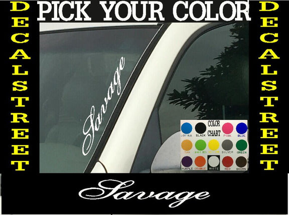 Savage Vertical Windshield | Die Cut Vinyl | Decal Sticker 4" x 22" | Car Truck SUV