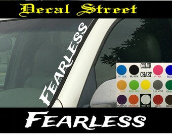 Fearless Vertical Windshield | Die Cut Vinyl | Decal Sticker 4" x 22" | Car Truck SUV