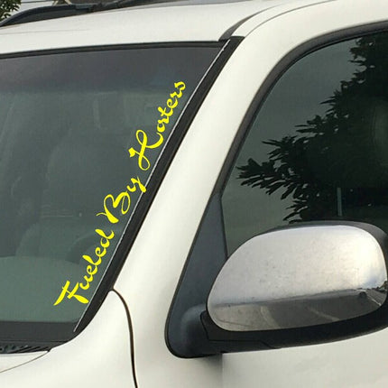 Fueled By Haters Vertical Windshield | Die Cut Vinyl | Decal Sticker 4" x 22" | Car Truck SUV