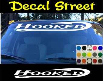 Hooked Fishing Windshield Window Visor Die Cut Vinyl Decal Sticker Visor Banner Car Truck SUV
