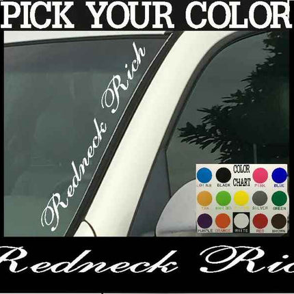 Redneck Rich Vertical Windshield | Die Cut Vinyl | Decal Sticker 4" x 22"|  Car Truck SUV
