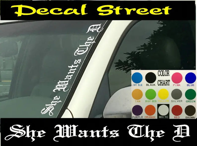 She Wants The D Vertical Car Windshield | Die Cut Vinyl | Decal Sticker 4" x 22"