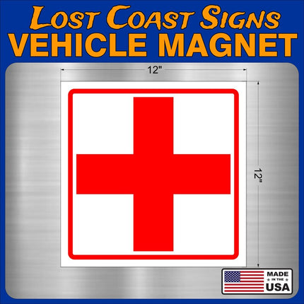Red Cross Magnet Truck Car 12" x 12"