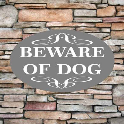 Aluminum sign 12 x 7 | Beware of Dog | Oval Wall sign | Metal Sign With Choice of Colors