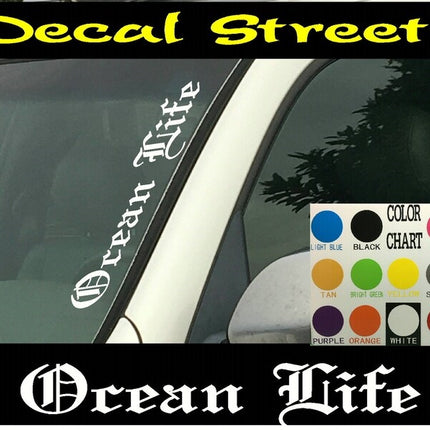 Ocean LIfe Car Truck SUV | Vertical Windshield | Die Cut Vinyl | Decal Sticker 4" x 22"