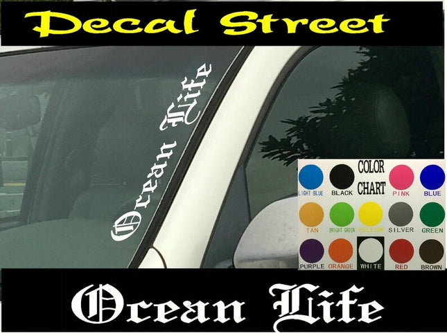 Ocean LIfe Car Truck SUV | Vertical Windshield | Die Cut Vinyl | Decal Sticker 4" x 22"