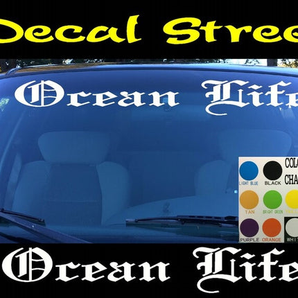 Ocean LIfe Car Truck SUV | Vertical Windshield | Die Cut Vinyl | Decal Sticker 4" x 22"