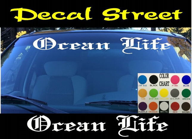 Ocean LIfe Car Truck SUV | Vertical Windshield | Die Cut Vinyl | Decal Sticker 4" x 22"