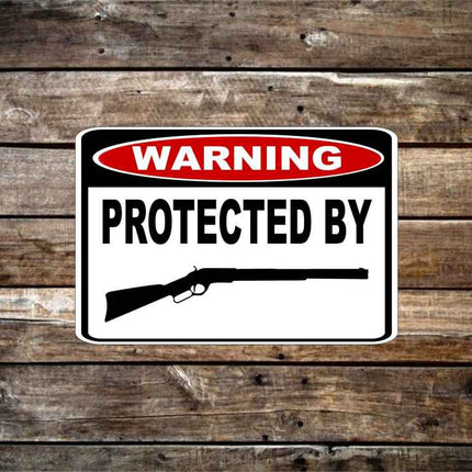 Warning Protected By Riffle Sign