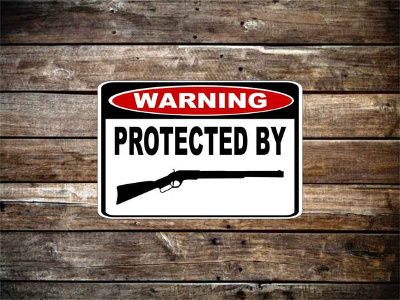 Warning Protected By Riffle Sign