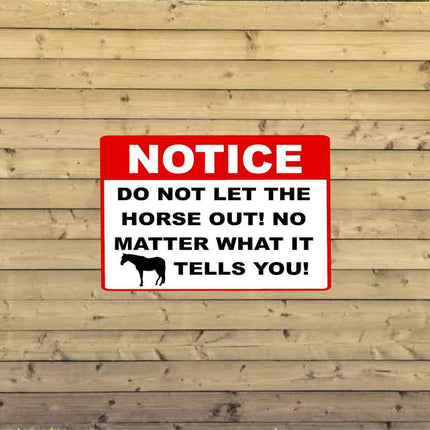 Customized Notice Sign DO NOT let out HORSE Aluminum Metal