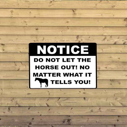 Customized Notice Sign DO NOT let out HORSE Aluminum Metal