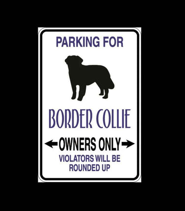 Border Collie Parking Only Aluminum Sign 8" x 12"