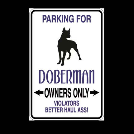 Doberman Parking Only Aluminum Sign 8" x 12"