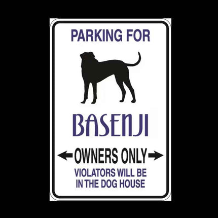 Basenji Parking Only Aluminum Sign 8" x 12"