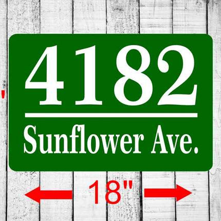 Personalized Home Address Sign Aluminum 12" x 18" Custom House Number Plaque