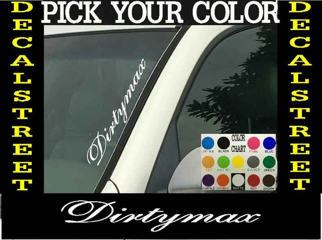 Dirtymax Vertical Windshield | Die Cut Vinyl | Decal Sticker 4" x 22" | Car Truck SUV