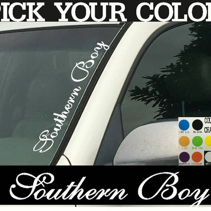 Southern Boy Vertical Windshield Die Cut Vinyl Decal Sticker 4" x 22" Car Truck SUV