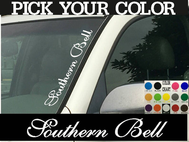 Southern bell Vertical Windshield Die Cut Vinyl Decal Sticker 4" x 22" Car Truck SUV