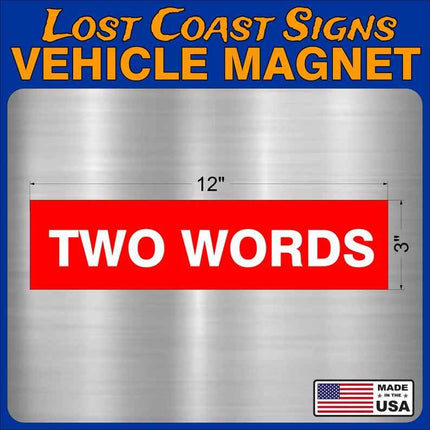 TWO WORDS Vehicle Car truck Magnet  12" x3"