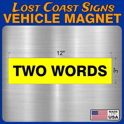 TWO WORDS Vehicle Car truck Magnet  12" x3"