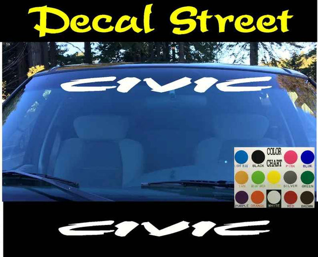 Honda Civic Car Windshield | Visor Die Cut | Vinyl Decal Sticker | Visor Banner