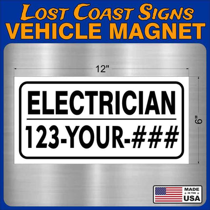 Custom Electrician Magnet Truck Car 12" x 6"