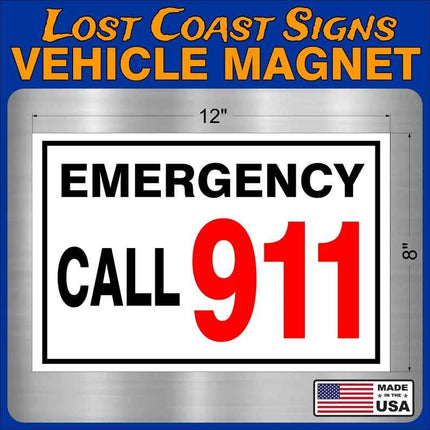 Emergency 911 Magnet Truck Car 12" x8"