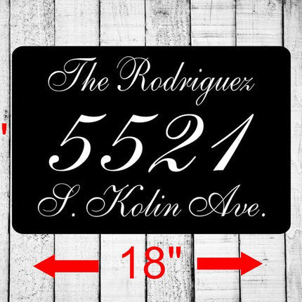 Personalized Home Address Sign | Aluminum Text Sign  12" x 18" | Custom House Number Plaque