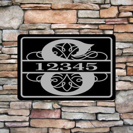 Personalized Monogram Home Address Sign Aluminum 12" x 8" Custom House Number Plaque
