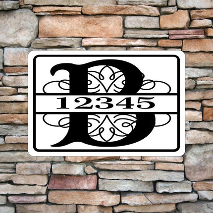 Personalized Monogram Home Address Sign Aluminum 12" x 8" Custom House Number Plaque