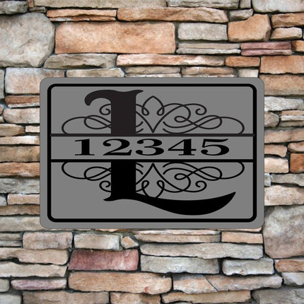 Personalized Monogram Home Address Sign Aluminum 12" x 8" Custom House Number Plaque