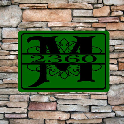 Personalized Monogram Home Address Sign Aluminum 12" x 8" Custom House Number Plaque